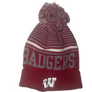 NCAA Wisconsin Badgers Womens Red Knit Cuff Beanie Winter Hat Cap Team Logo